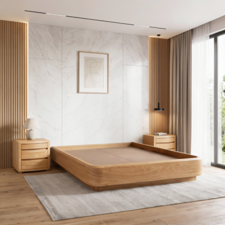 BASE CAMA MADERA FLOTANTE
