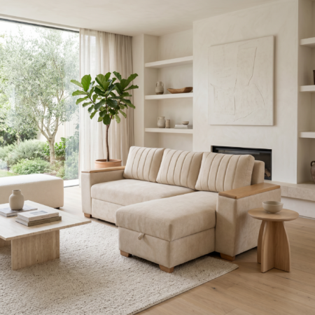 SALA FERRARA CON BRAZOS ABATIBLES EN MADERA